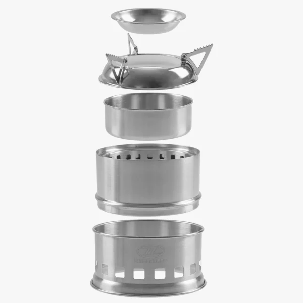 Compacte en lichtgewicht houtkachel uitgeklapt