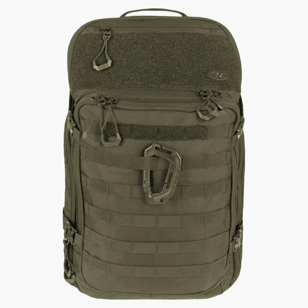 Harrier 45L rugzak met clamshell-opening olijfgroen