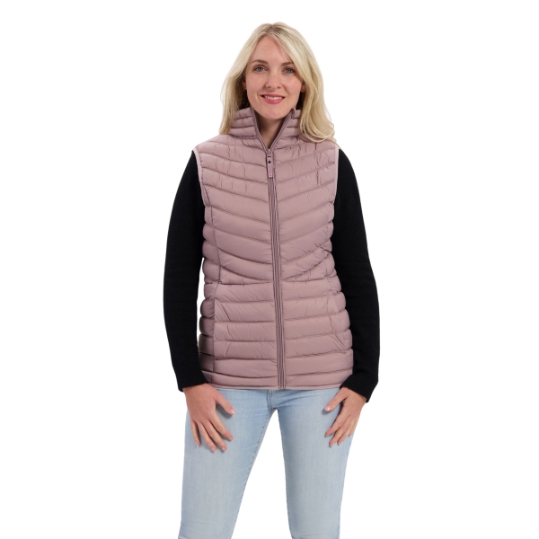 Model met Bodywarmer Soof paars
