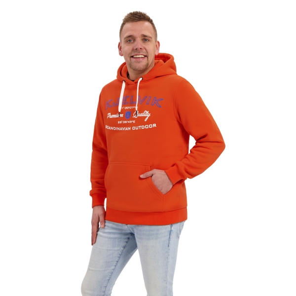Model met hoodie Goya oranje