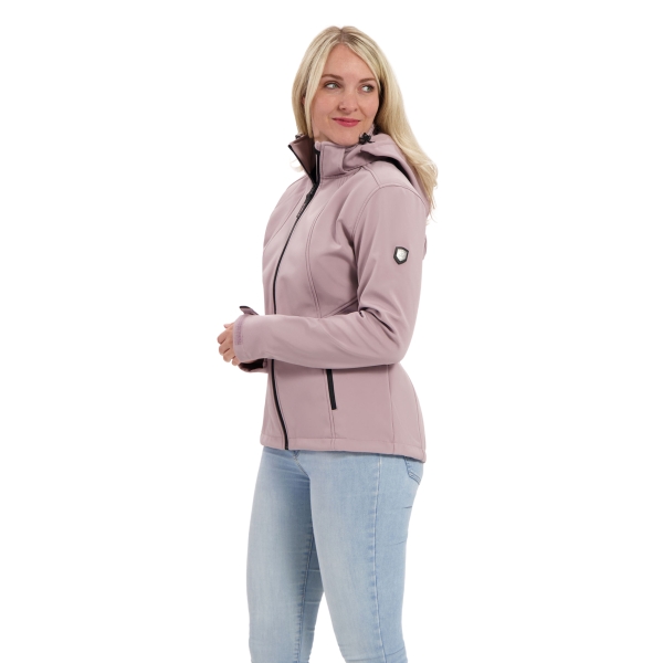 Model met softshell jas Leah paars