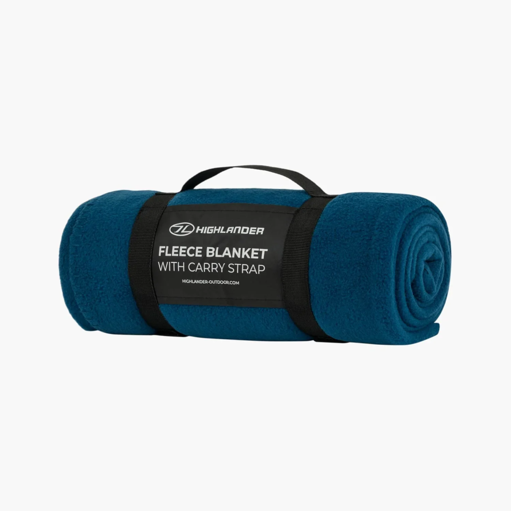 Fleece deken met draagband blauw